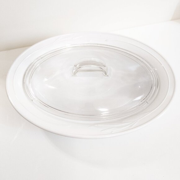 Corningware Casual Elegance Oval Casserole Dish w/ Pyrex Lid White Bakeware - Picture 4 of 7